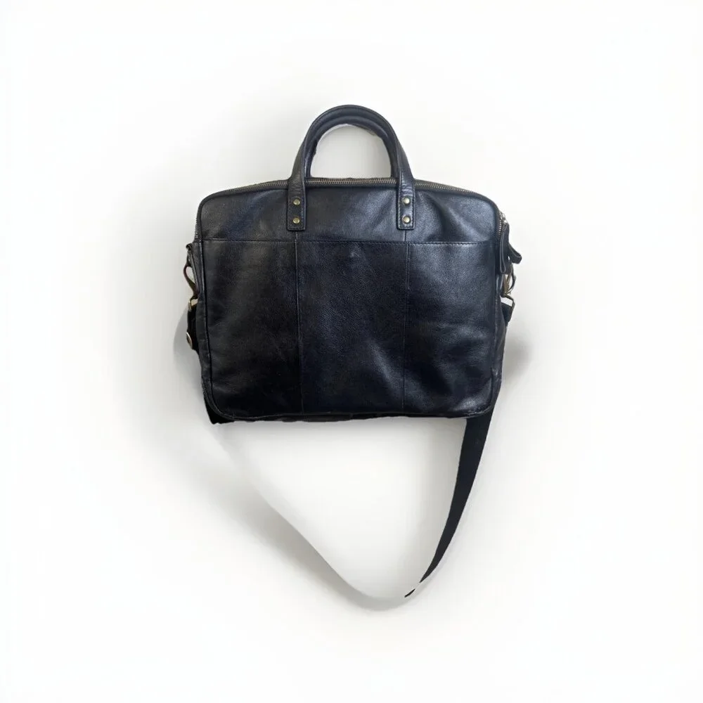 Fossil Haskell Double Zip Unisex Laptop Classic Black Work Bag Business Travel